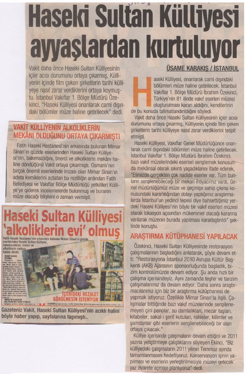 Vakit Gazetesi — HEKVA Haberi (2010)